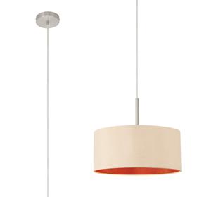 DK0292  Baymont 40cm Pendant 1 Light Satin Nickel, Antique Gold/Ruby